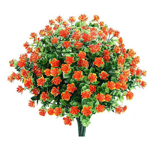 Eucalyptus roses are decorated with plastic flowers [sunset red /1pcs]