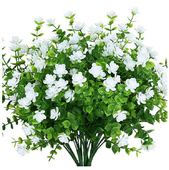 Eucalyptus rose plastic decoration fake flowers [white /1pcs]