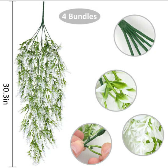 Flower vine hanging orchid plastic artificial flower rattan decoration (white)