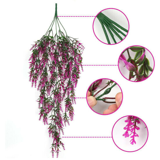 Flower vine hanging orchid plastic artificial flower rattan decoration (red lotus color)