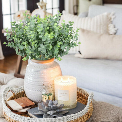 Artificial eucalyptus leaf plant decoration [7-fork Eucalyptus powder]