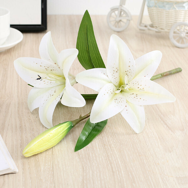 Decorate and place lily artificial flowers [two flowers-white]