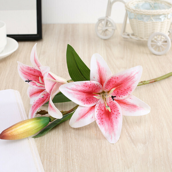 Decorate and place lily artificial flowers [two flowers-pink]