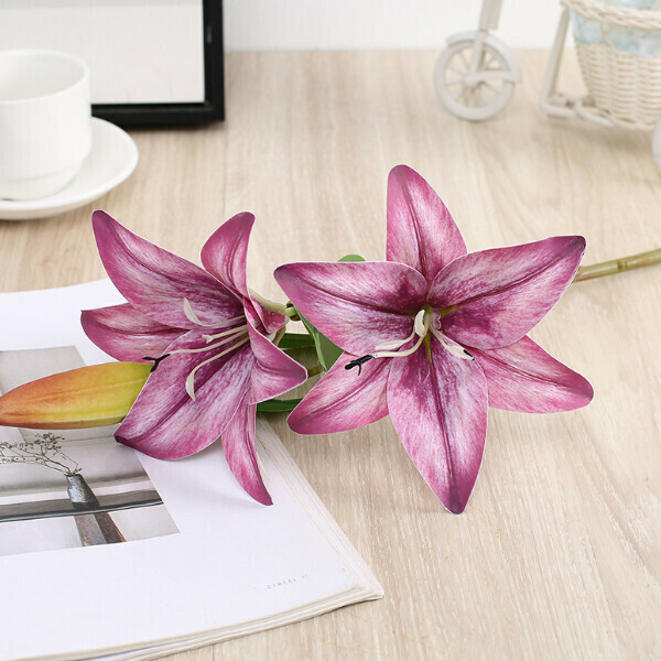 Decorate and place lily artificial flowers [two flowers-purple]
