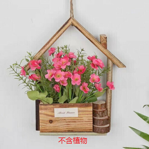 European-style wooden wall decoration creative wall-hung flowerpot "A wooden house"