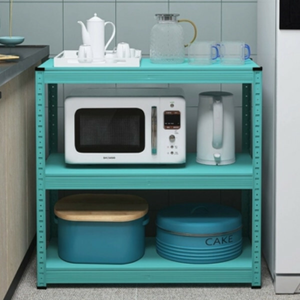 New iron color kitchen cabinet bookshelf shoe cabinet bathroom storage cabinet shelf [80x40x80cm] blue 3 layers