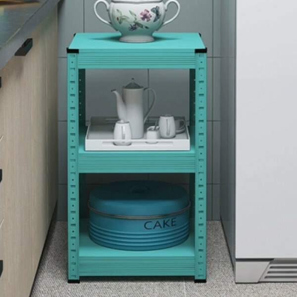 New iron color kitchen cabinet bookshelf shoe cabinet bathroom storage cabinet shelf [40x40x68cm] blue 3 layers