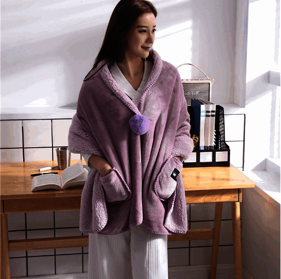 Multi-functional shawl blanket [color lotus root powder] [size specification 65*170 size 1.2 pounds]