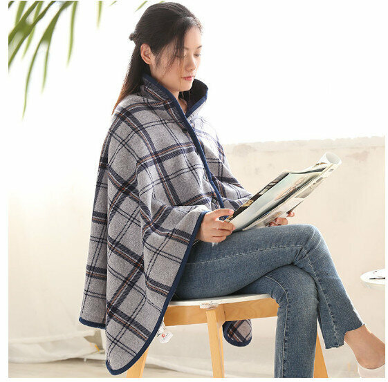Multifunctional Flannel Shawl Blanket Blanket (Ash Grid) (100*140CM)