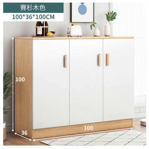 熱推多功能餐邊收納櫃儲物櫃【普通款】100cm 三門 賽杉木+白】