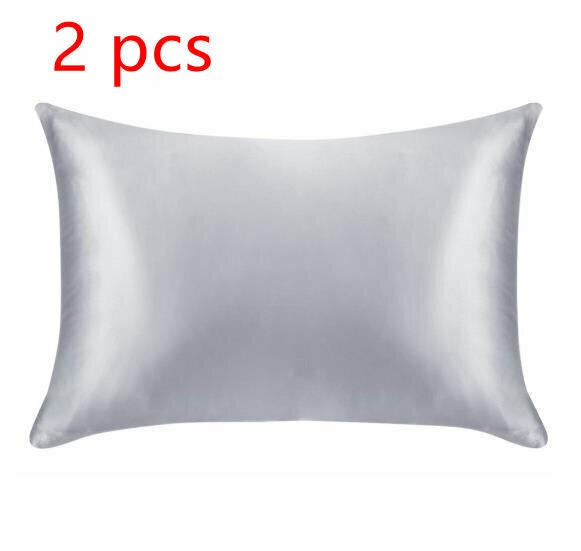 熱賣2 pcs模擬絲綢冰絲枕套20X29 吋-（銀灰）【不含枕心】
