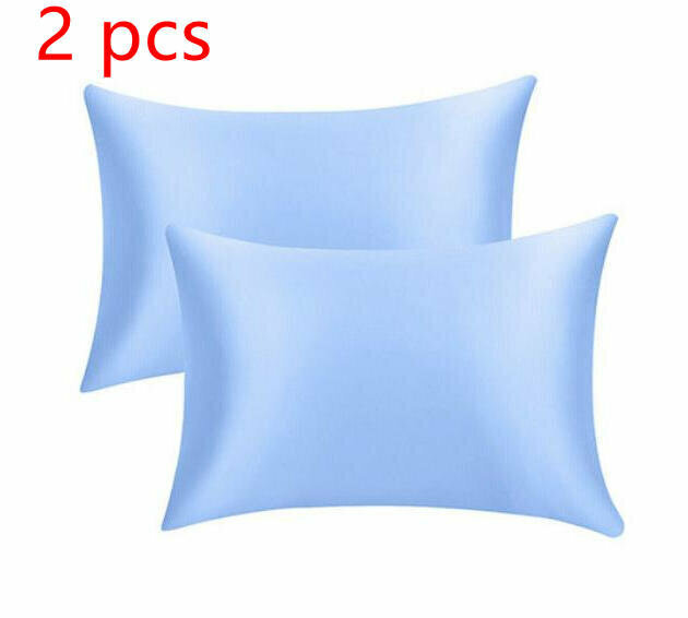 熱賣2 pcs模擬絲綢冰絲枕套20X29 吋-（天藍色）【不含枕心】
