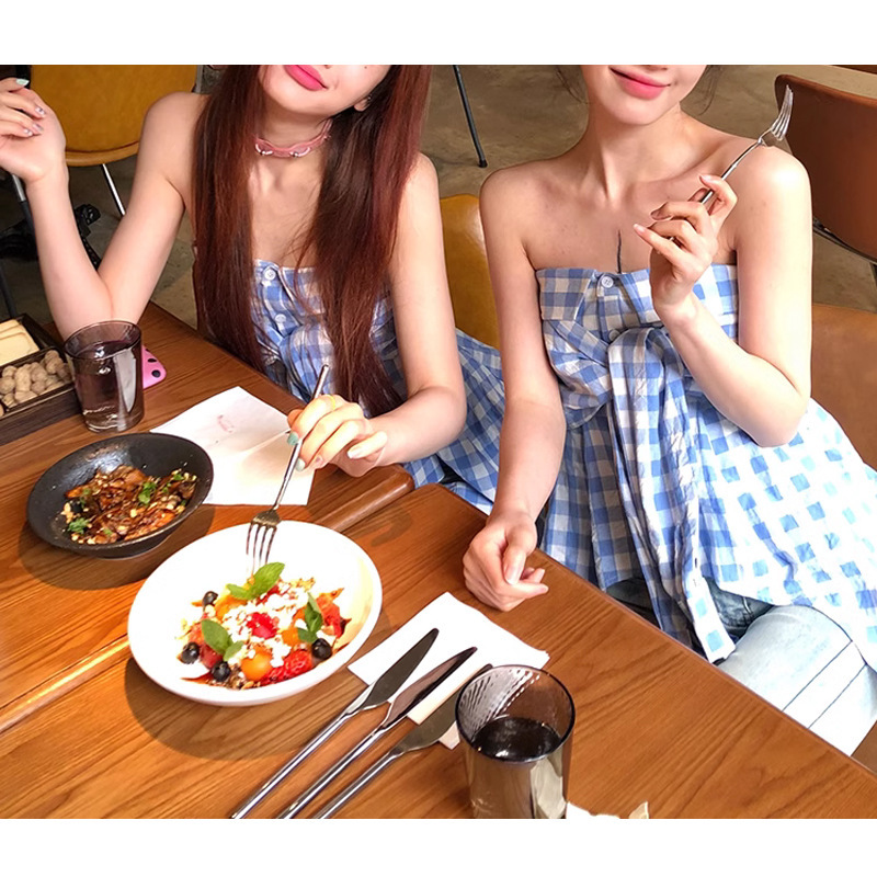 不規則下襬 一字平口上衣