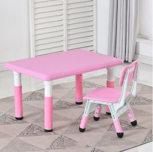 New Kindergarten Study Table (1 small square table + 1 lift chair) (pink) 80x55cm