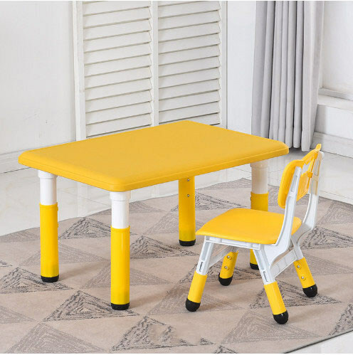 New kindergarten table study table (1 small square table + 1 lift chair) (yellow) 80x55cm