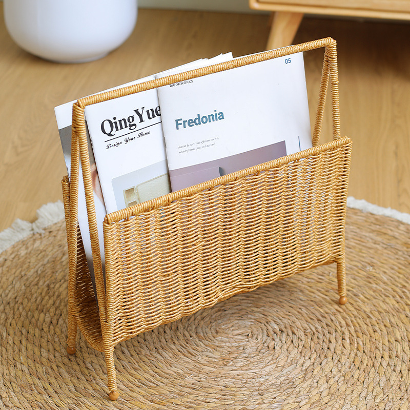 《4288》手工編織仿藤雜誌書籍收納架