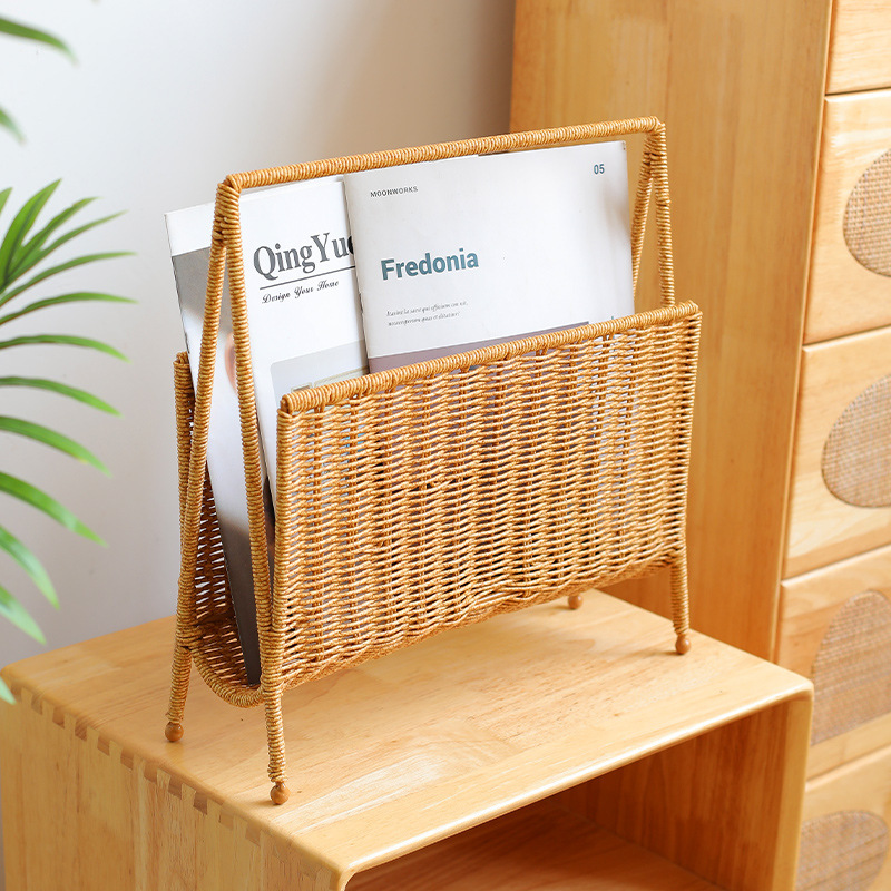 《4288》手工編織仿藤雜誌書籍收納架