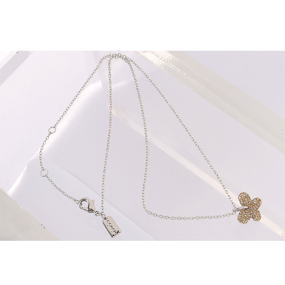 【COACH】Pave 金色水鑽蝴蝶造型項鍊(銀鍊) CT091 SLV