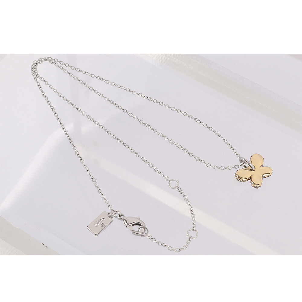 【COACH】Pave 金色水鑽蝴蝶造型項鍊(銀鍊) CT091 SLV