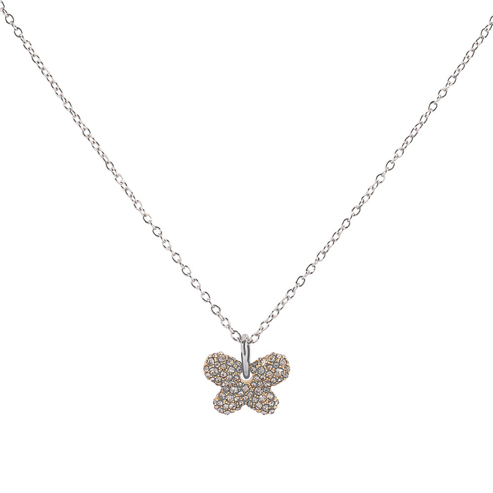 【COACH】Pave 金色水鑽蝴蝶造型項鍊(銀鍊) CT091 SLV