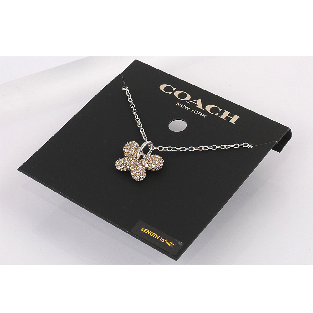 【COACH】Pave 金色水鑽蝴蝶造型項鍊(銀鍊) CT091 SLV