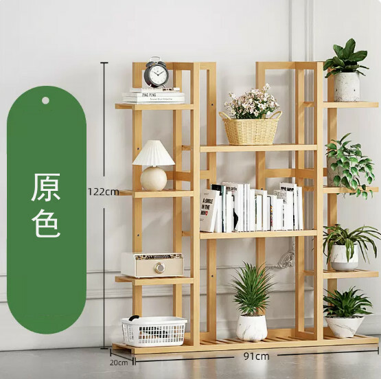 Hotly recommended Nanzhu solid wood furniture, flower rack, bookshelf, corner storage rack [6 layers + combination style] original color
