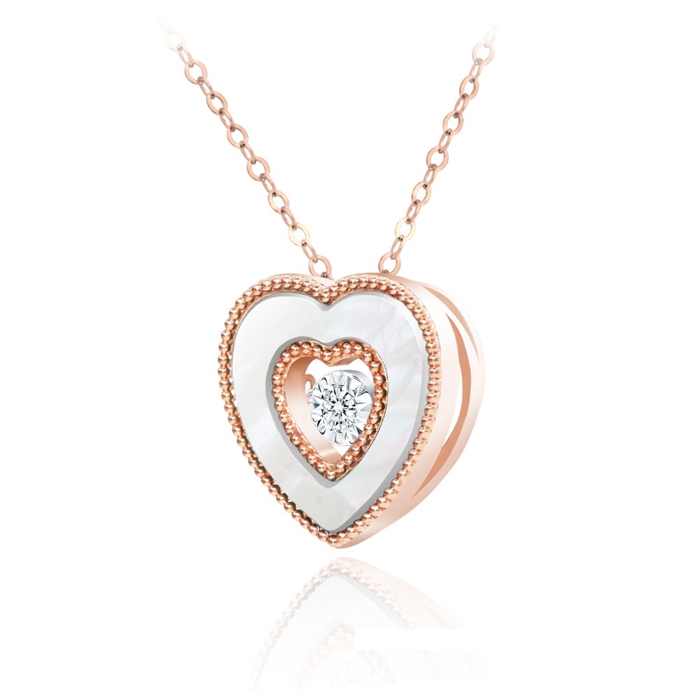 18K玫瑰金愛心白母貝靈動項鍊