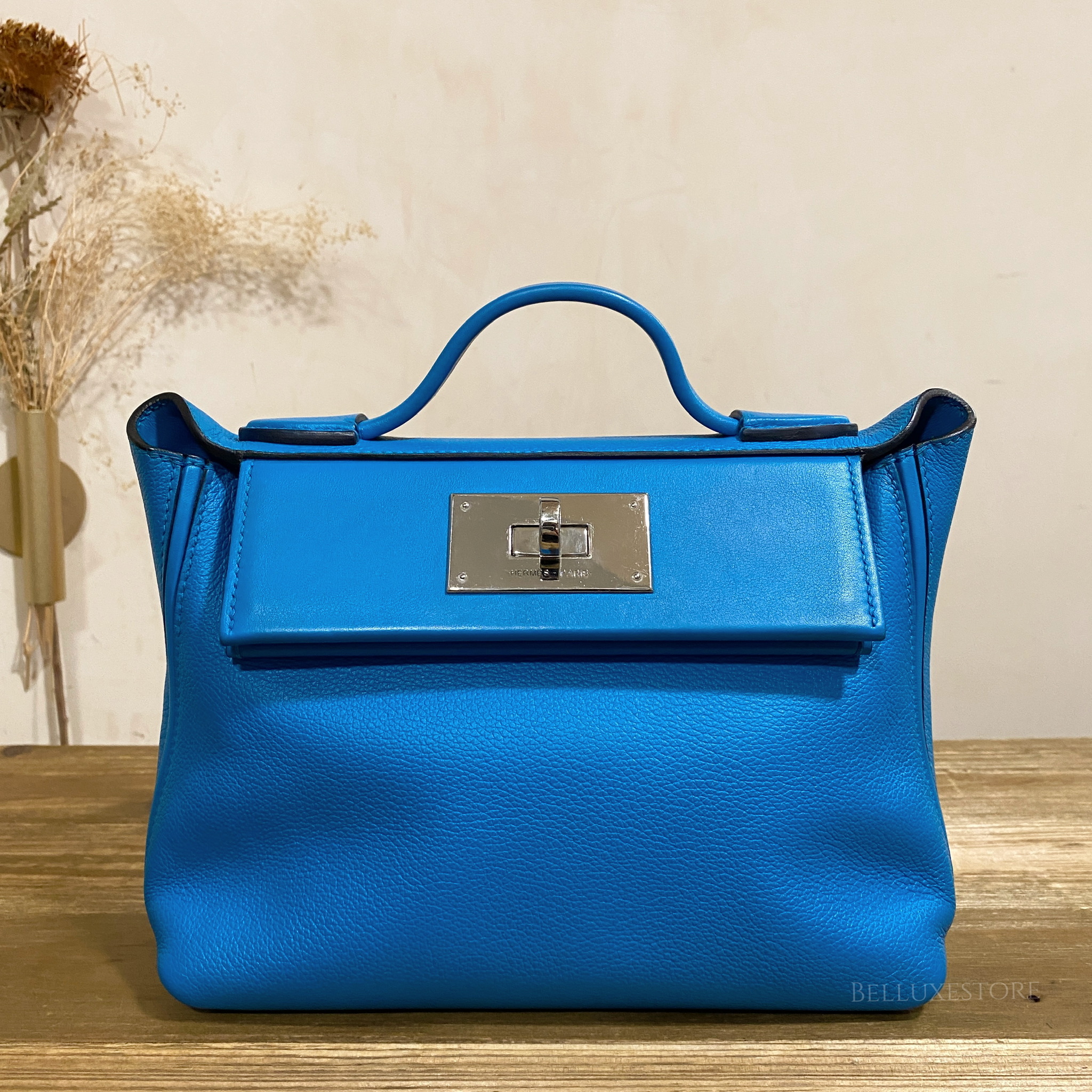 Pre-owned] Hermes mini 24/24 evercolor stamp Z 0F/