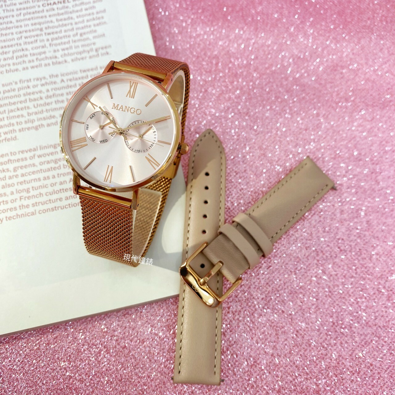 【MANGO】米蘭奢華簡約腕錶 附贈皮帶 MA6731L-10R 38mm現代鐘錶