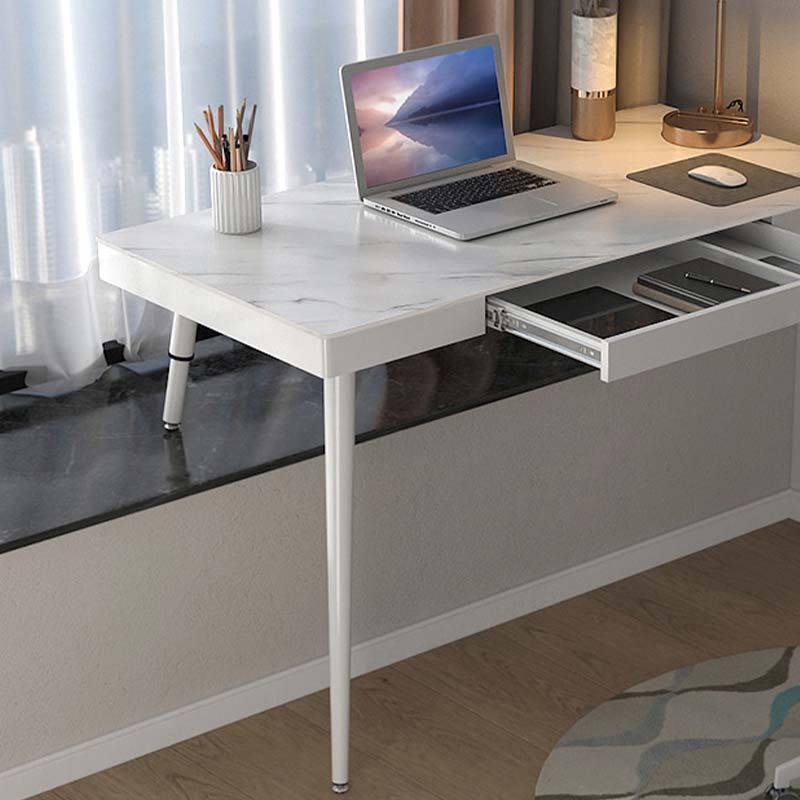 New computer desk (high and low legs with rounded corners) (suitable for windowsill use) white + slate surface 120x60cm