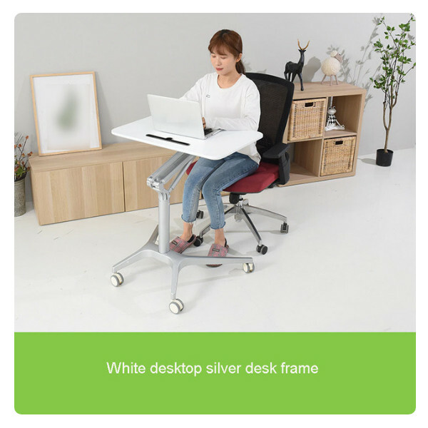 New Laptop Desk Standing Mobile Lift Aluminum Alloy Work Desk (White)