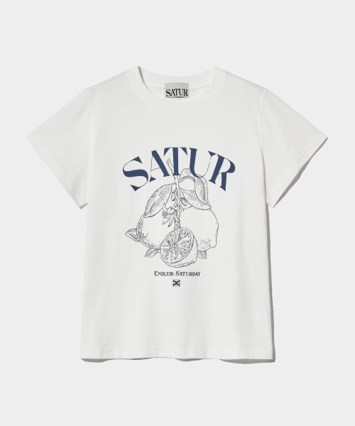 SATUR) Capri Citron Drawing Summer Graphic T-Shirt (Wo