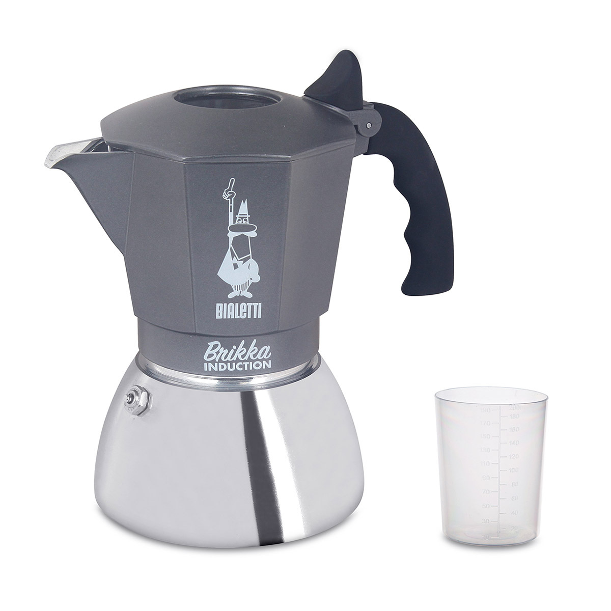 意大利 BIALETTI 4杯裝 鋁質加壓摩卡咖啡壺-灰色 -0007317