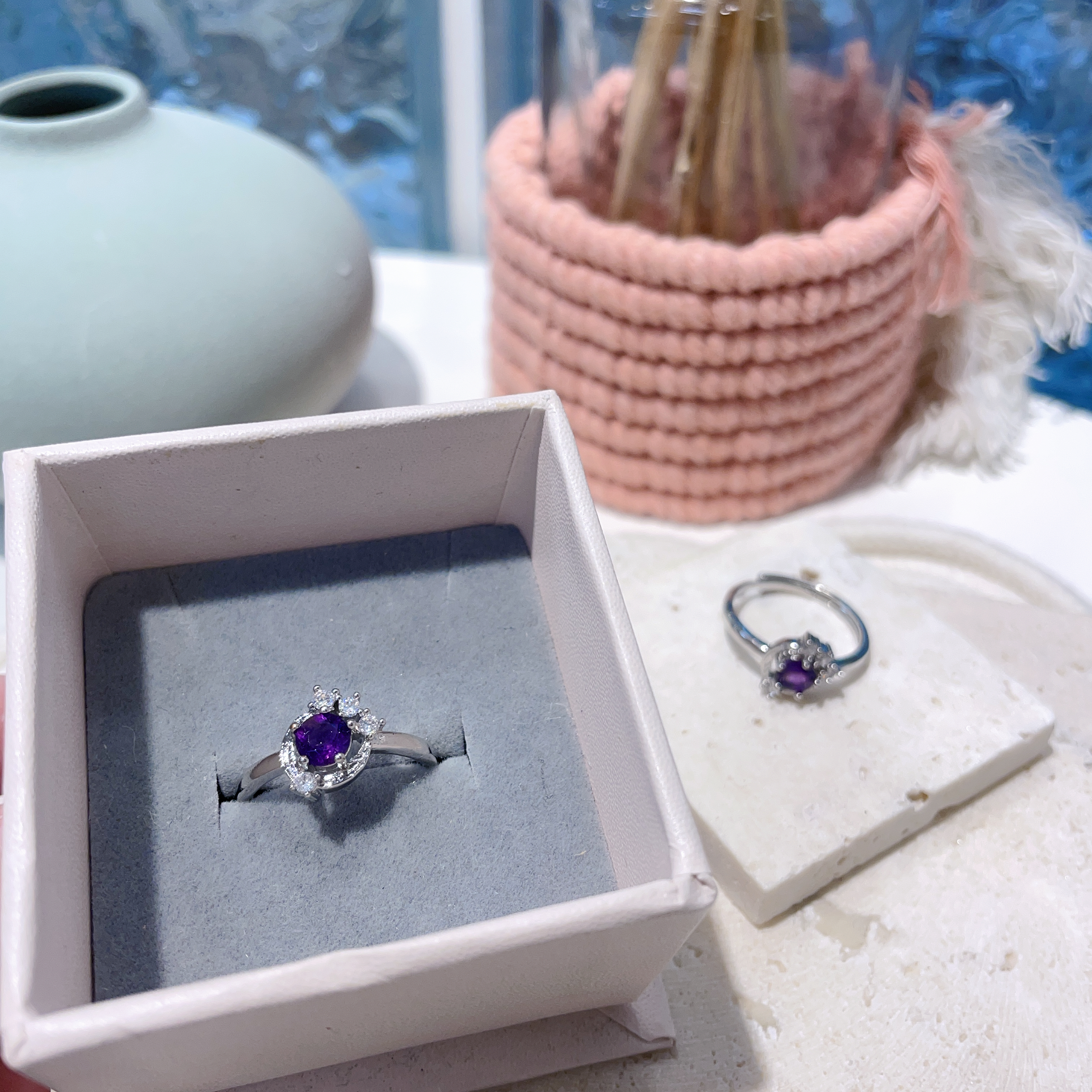 F013 花圈紫水晶戒指