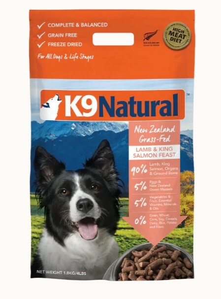 K9 Natural 全年齡凍乾羊肉及三文魚主食狗乾糧 (500G/1.8K)
