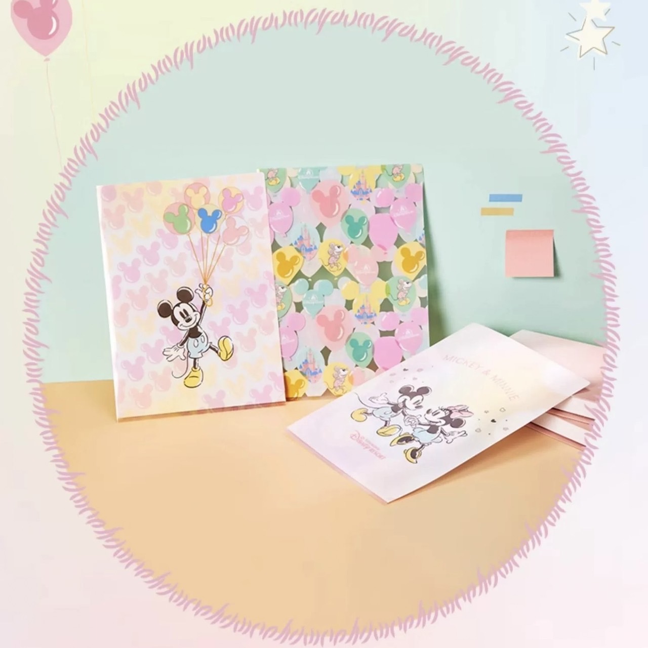 奇妙氣球系列 米奇 Mickey 米妮 Minnie 資料夾 文件夾 3入組 -上海迪士尼樂園