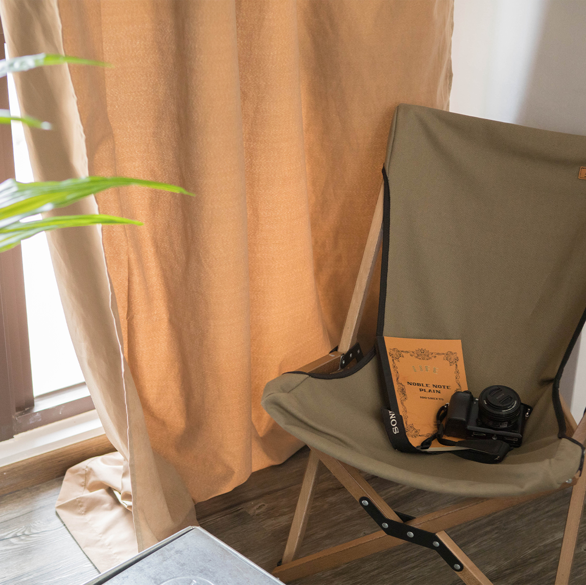 桃皮絨布簾｜卡其