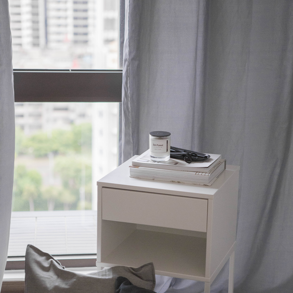 桃皮絨布簾｜淺灰