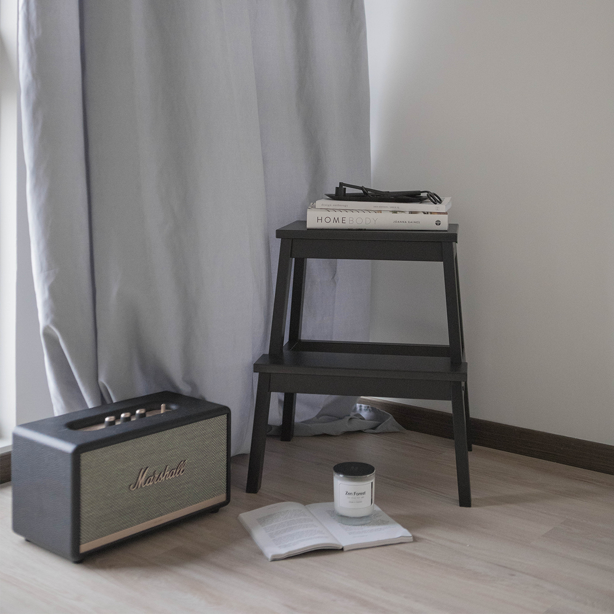 桃皮絨布簾｜淺灰