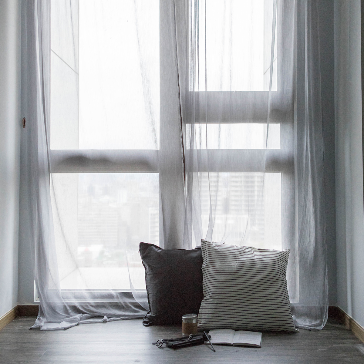雪紡紗簾｜淺灰