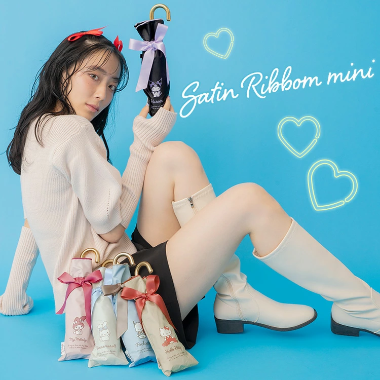 Wpc. Sanrio Characters Blackout Satin Ribbon Mini Folding Parasol UV Cut 100% 折疊遮陽傘/雨傘 