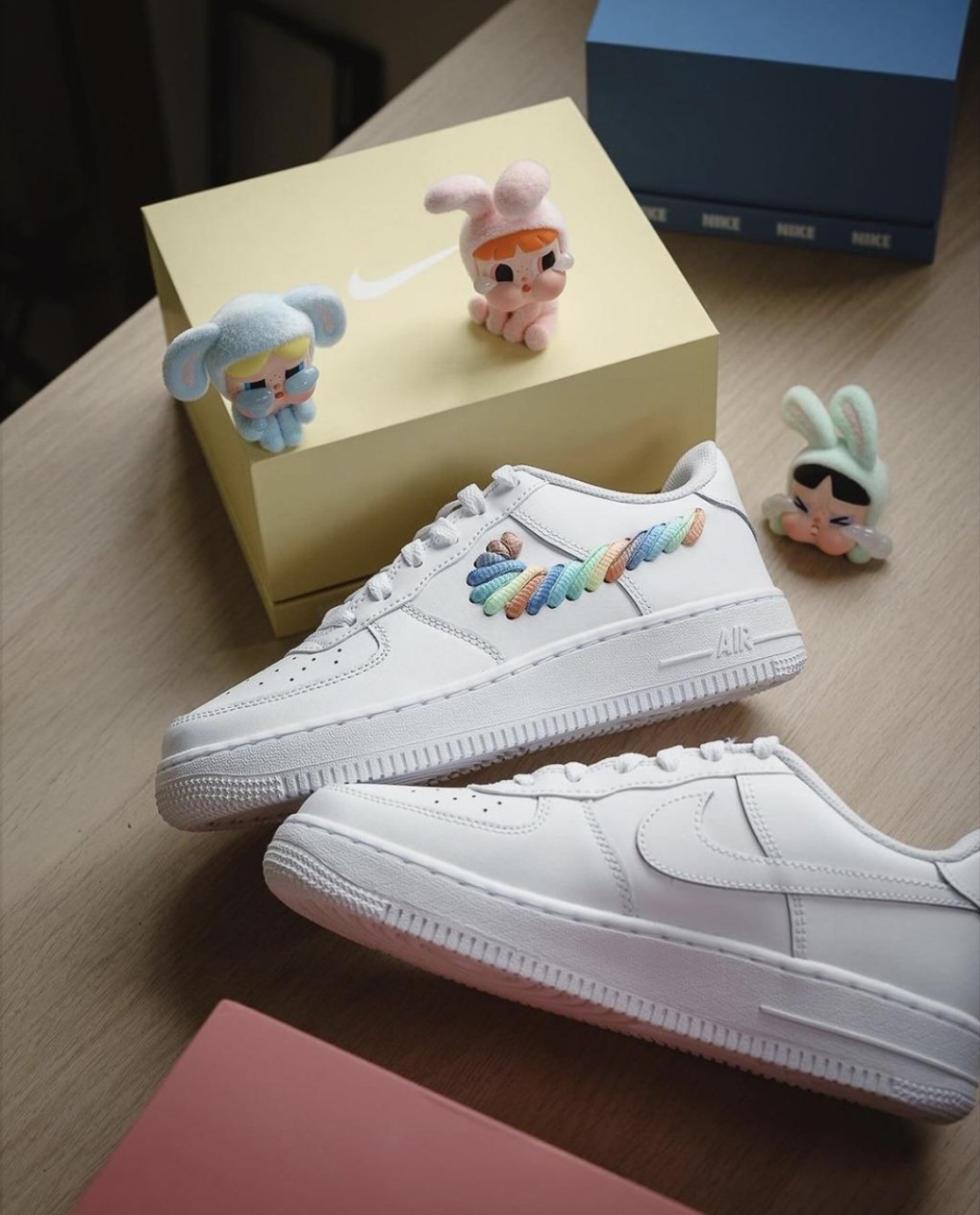 Nike Air Force 1 AF1 彩虹編織 全白 皮革 大童款 FQ4948-100/預購