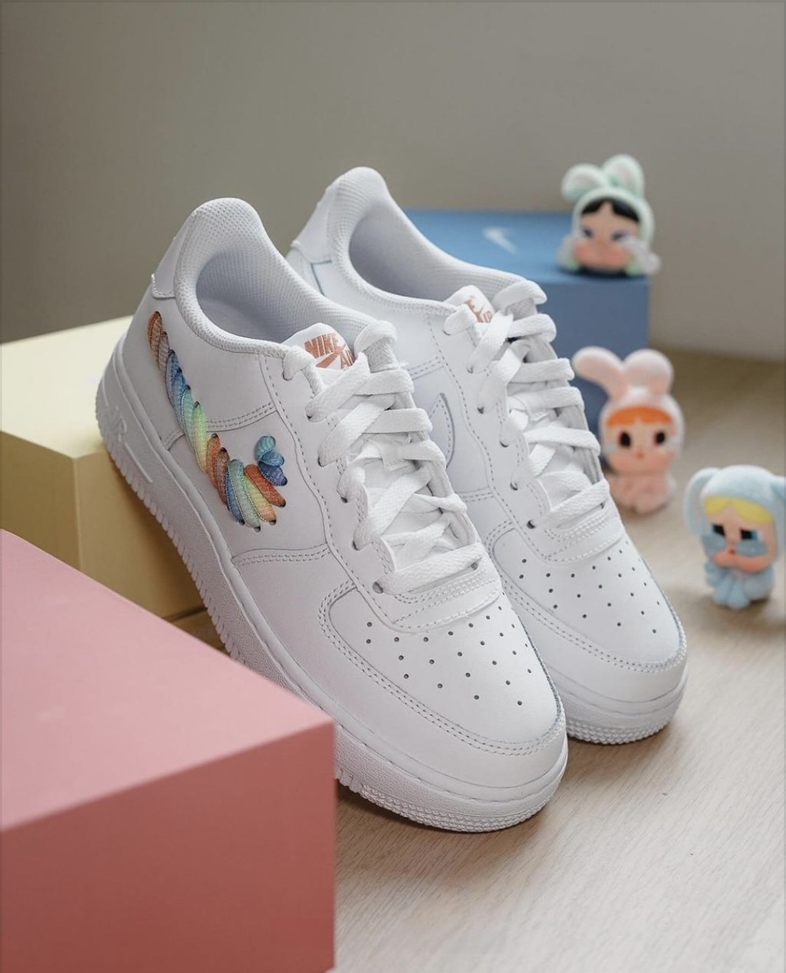 Nike Air Force 1 AF1 彩虹編織 全白 皮革 大童款 FQ4948-100/預購
