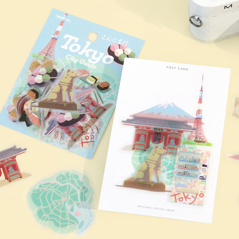 東京_ City Walk 30枚 箔押 PET貼紙包｜日本 BGM