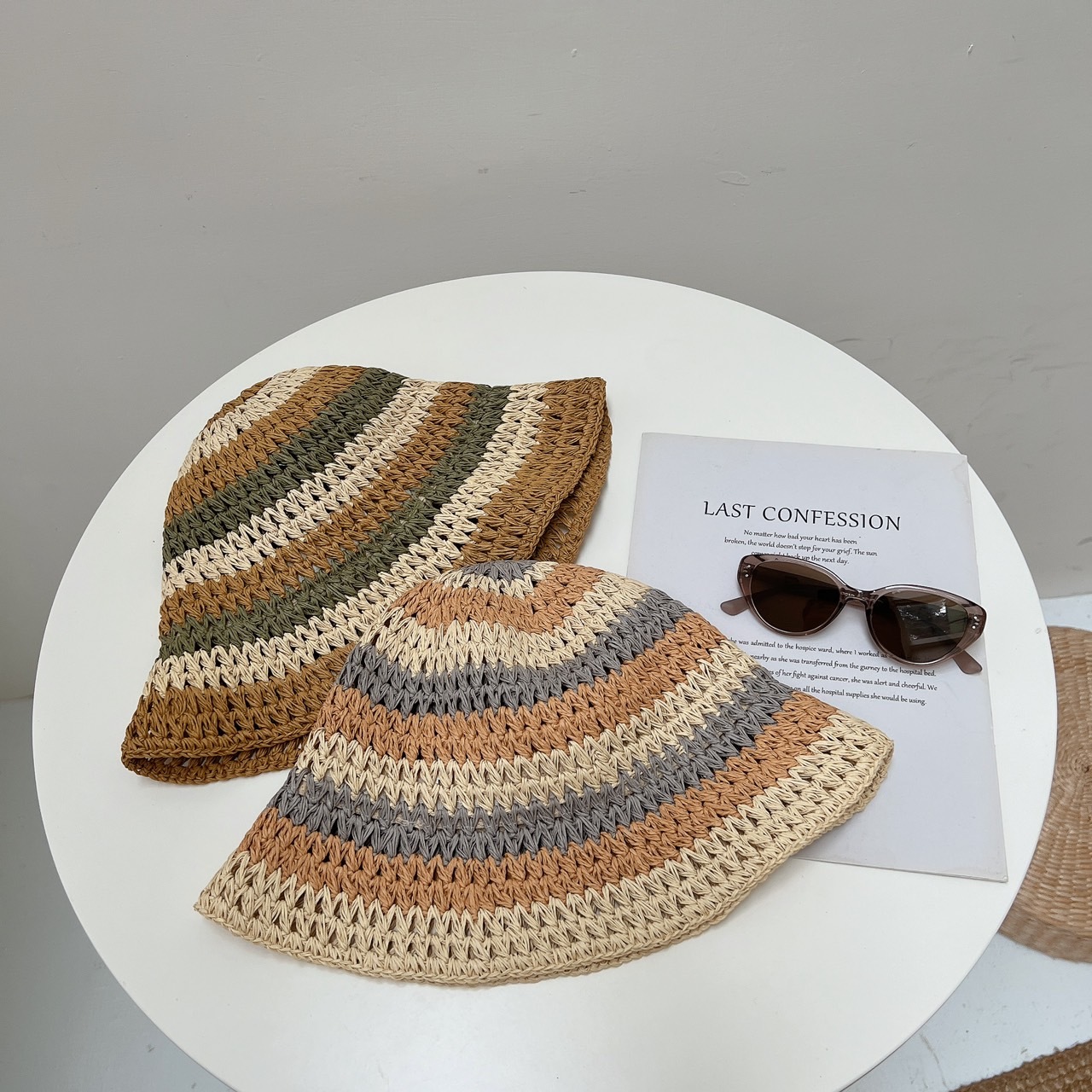 撞色編織漁夫帽/二色/新版二代