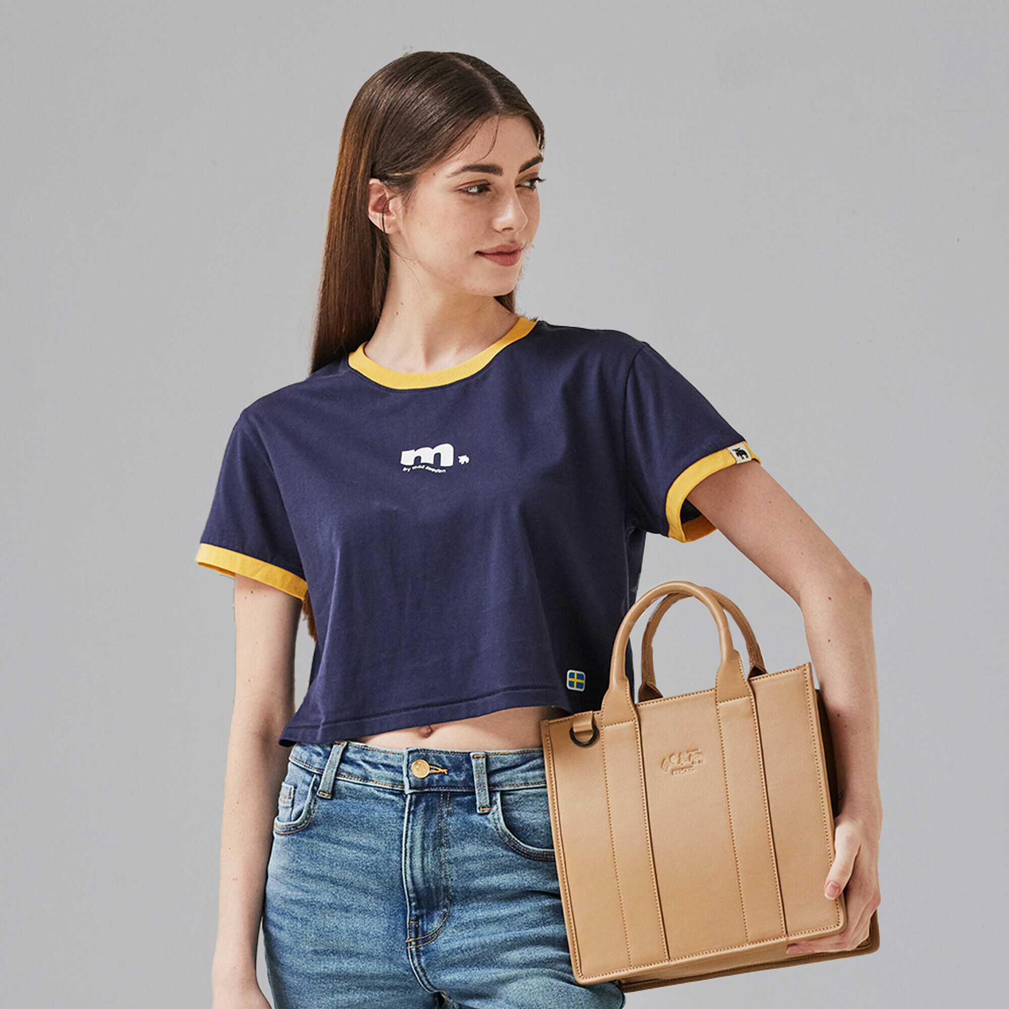 【惜福商品999】moz瑞典 駝鹿 防潑水 托特方包(奶茶) 【贈】卡夾拉鍊包