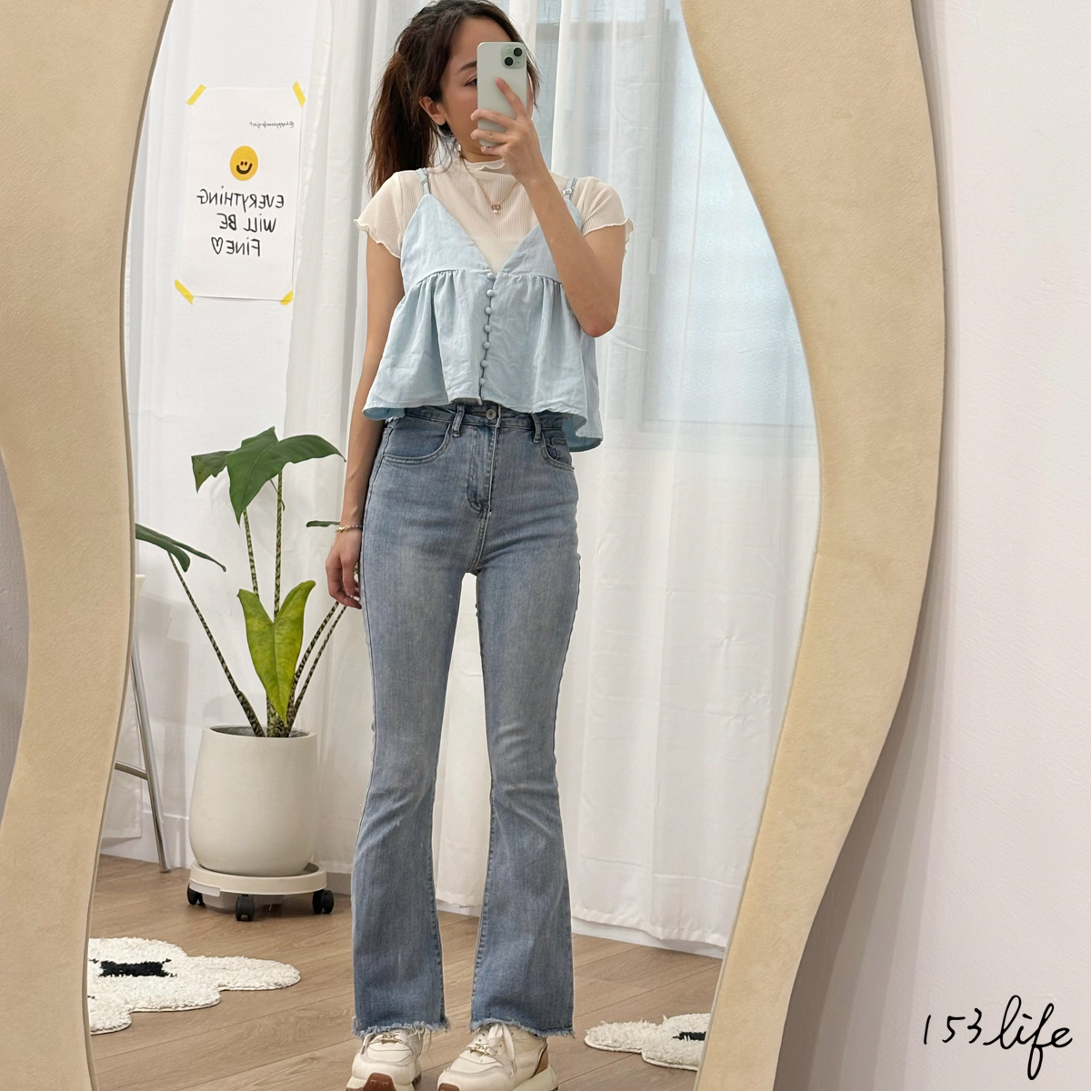 (L零碼出清)|現貨|自訂款!彈性牛仔瘦瘦微喇叭褲 XS-L