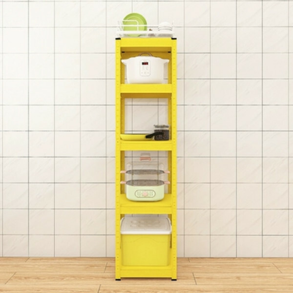 New iron color kitchen cabinet bookshelf shoe cabinet bathroom storage cabinet shelf [40x40x160cm] yellow 5 layers