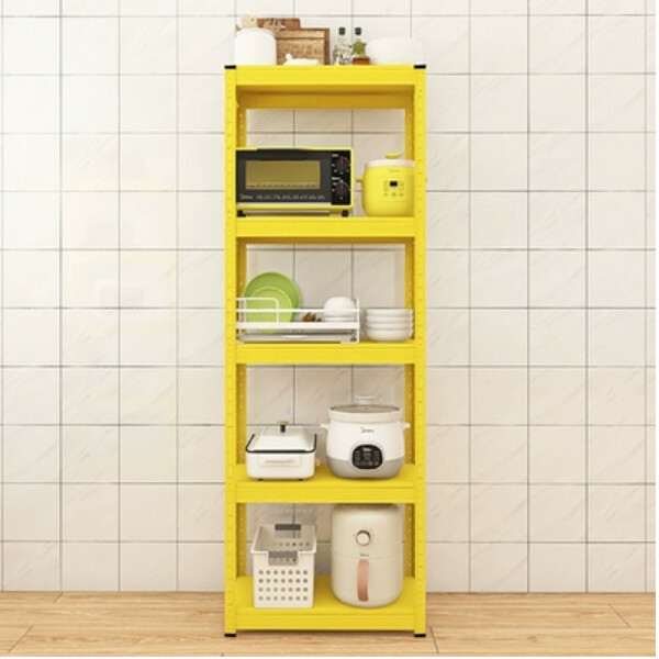 New iron color kitchen cabinet bookshelf shoe cabinet bathroom storage cabinet shelf [60x30x171cm] yellow 5 layers