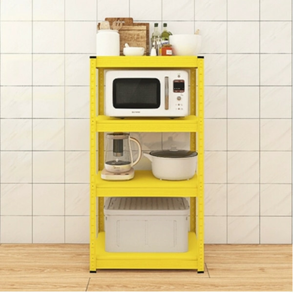 New iron color kitchen cabinet bookshelf shoe cabinet bathroom storage cabinet shelf [60x40x114cm] yellow 4 layers